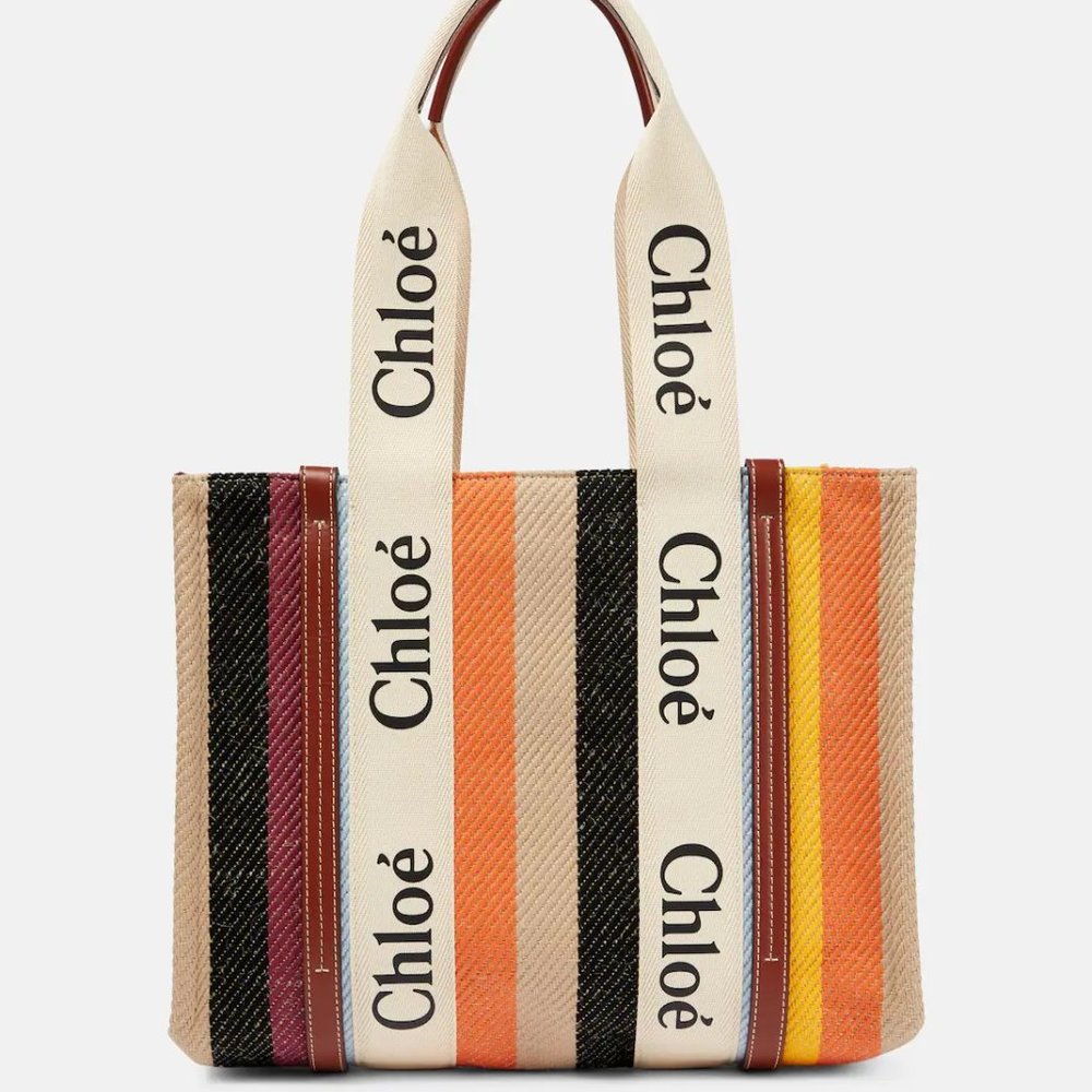 CHLOÉ Woody Medium canvas tote Multicolor